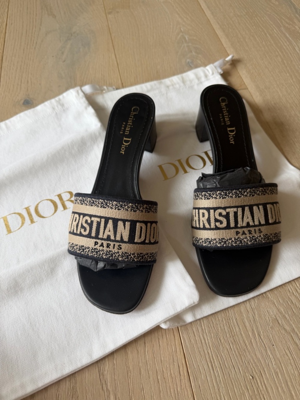 Christian Dior Deep Blue Dway Mules heeled 37.5 EU 100 % Authentic - Picture 11 of 16